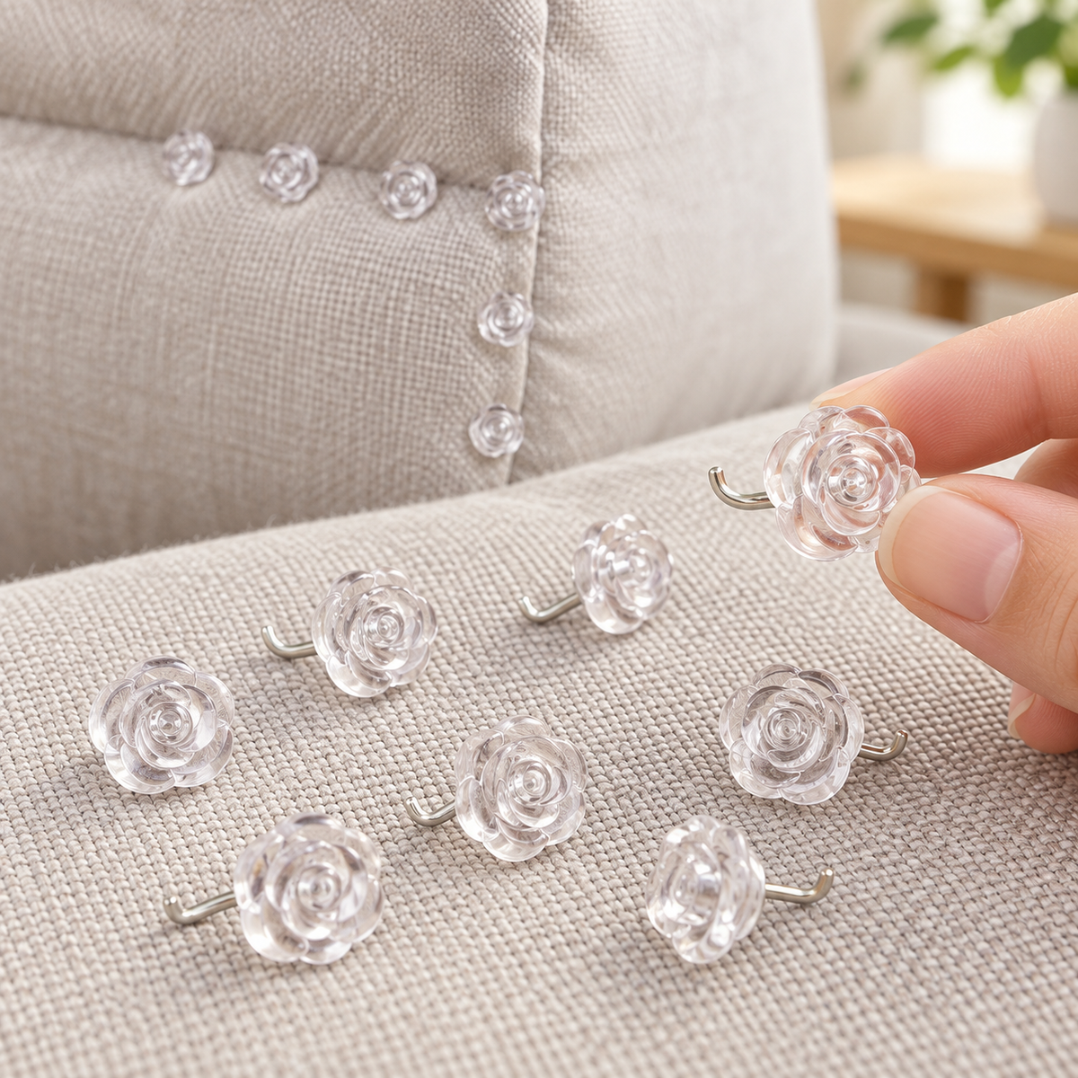 Clear Rose Upholstery Twist Pins for Sofa Covers