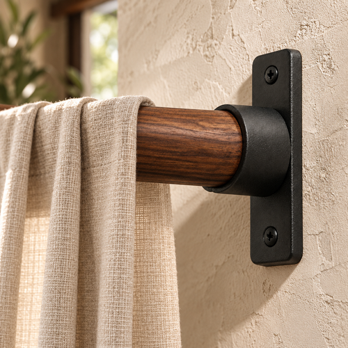 Matte Black Heavy-Duty Curtain Rod Wall Bracket
