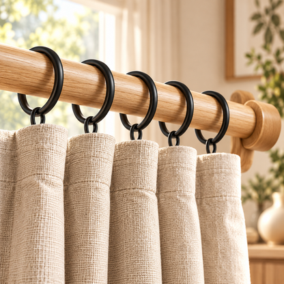 Matte Black Sliding Curtain Rings with Hanging Loops