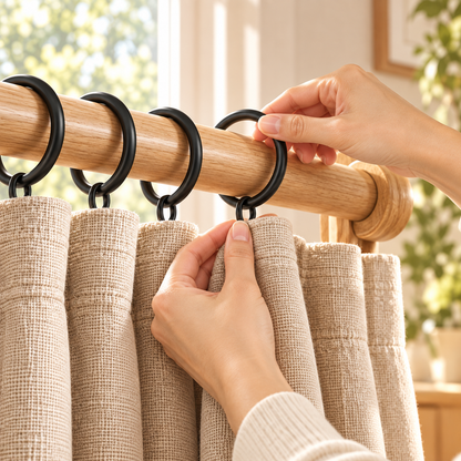 Matte Black Sliding Curtain Rings with Hanging Loops