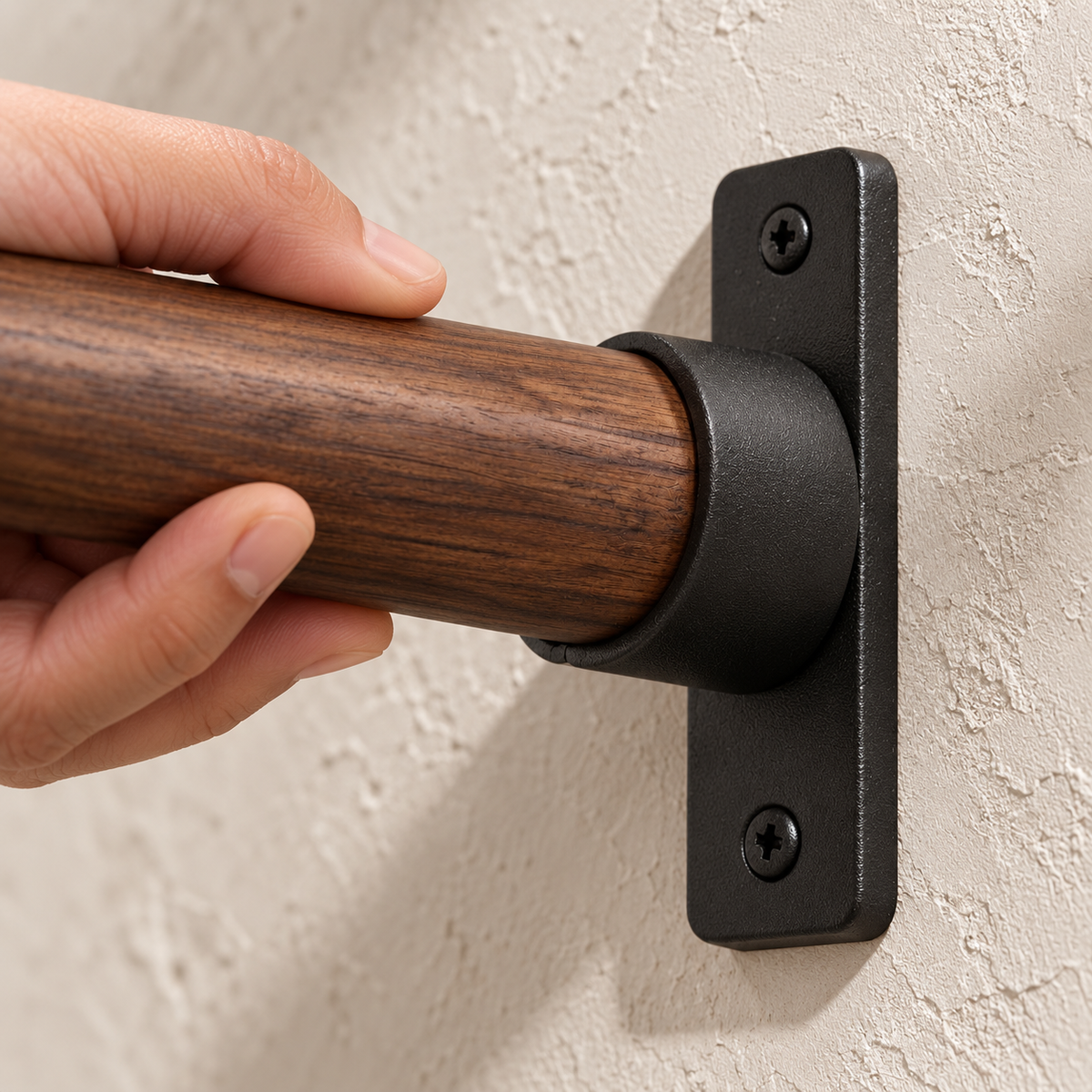 Matte Black Heavy-Duty Curtain Rod Wall Bracket